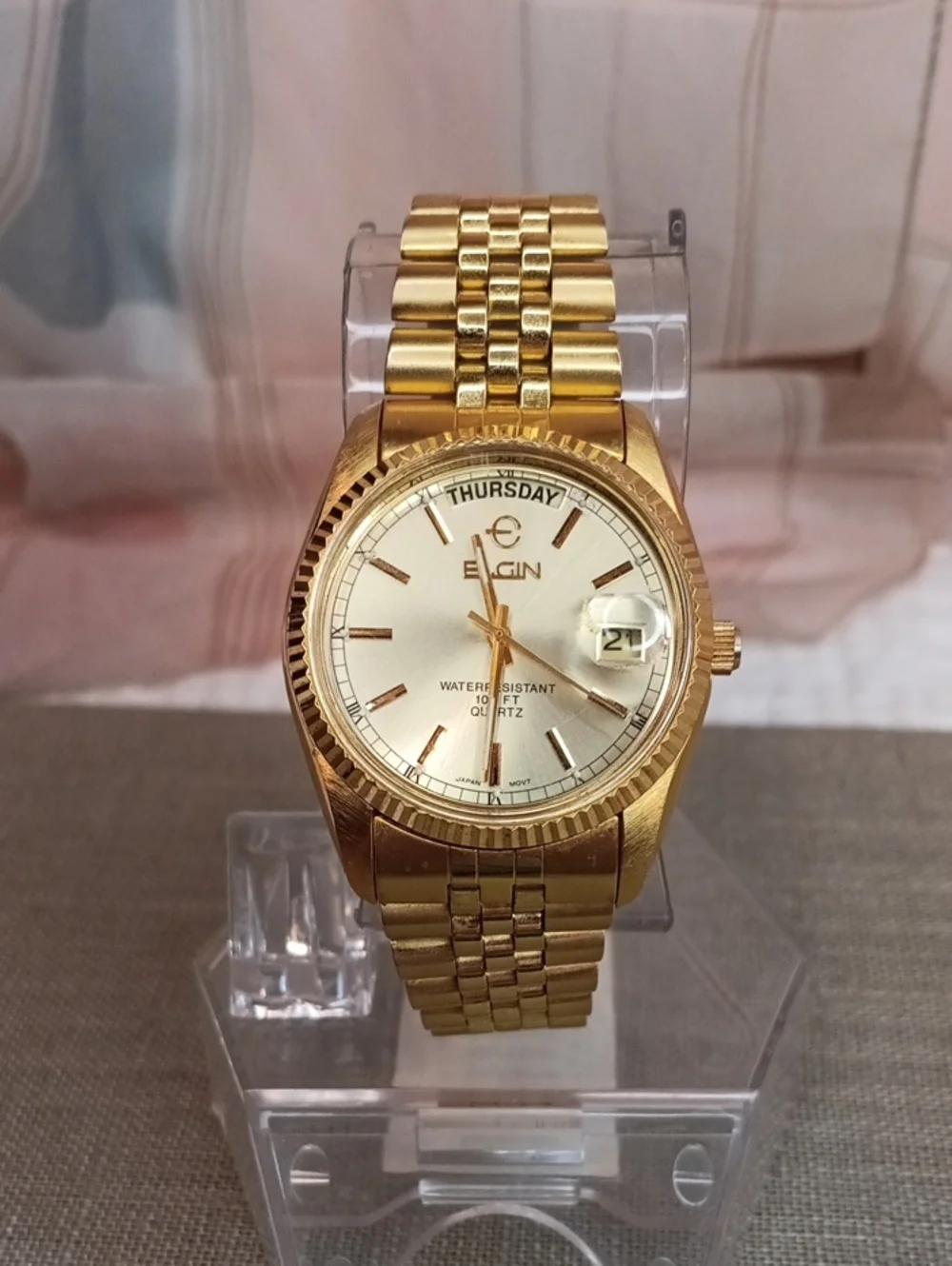 Vintage Elgin Gold Tone Presidential Men's Quartz Watch FC 400